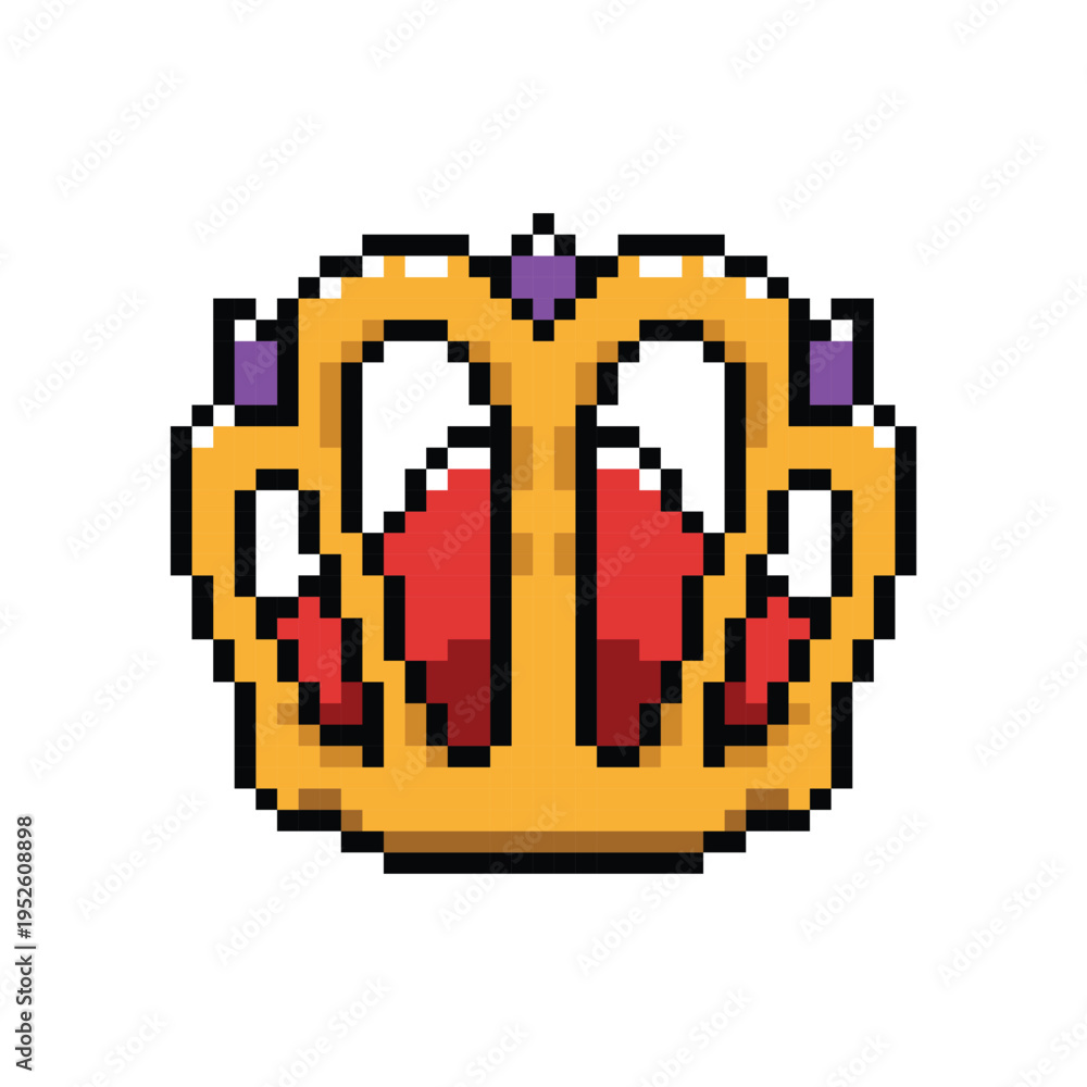 Obraz premium Pixel art gold crown object clipart vector