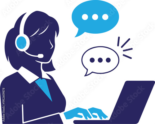 Silhouette of customer service representative isolated on transparent background