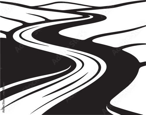 Silhouette of a winding road isolated on transparent background