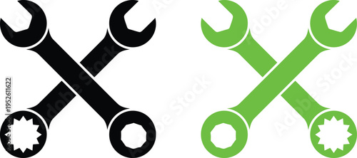 Contrasting wrenches symbolizing integration or collaboration between two different systems or teams.