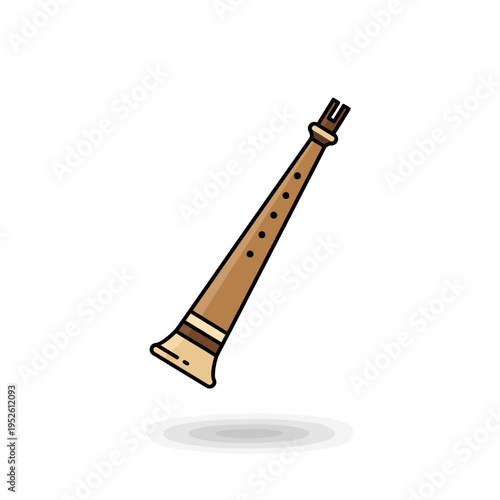 Cartoon Woodwind Musical Instrument Icon Vector Illustration