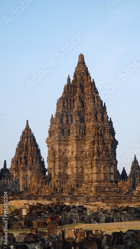 Photography One of the temples in the Prambanan temple complex in the morning
