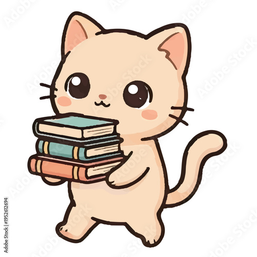 Cute baby cartoon cat and mouse sitting together smiling in a fun playful illustration