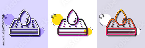 Waterproof mattress protector line icon. Halftone dotted pattern. Gradient icon with grain shadow. Orthopedic pad sign. Breathable sleep bed symbol. Line waterproof mattress icon. Vector