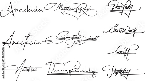 Modern handwritten signature set