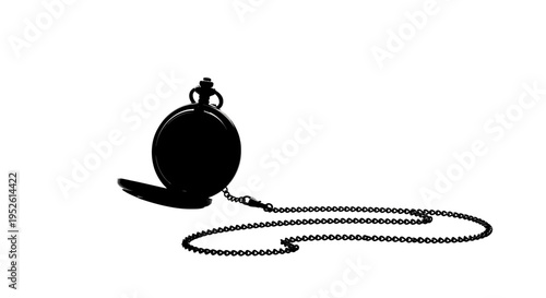 Black pocket watch with chain.