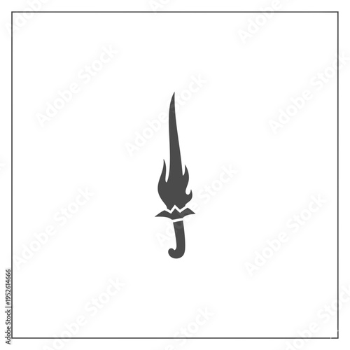 Flaming Dagger Icon Vector Illustration