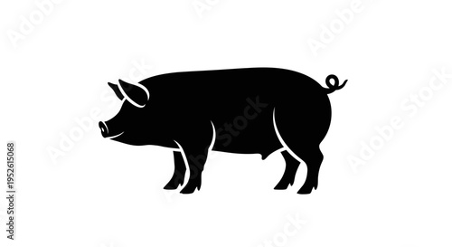 Black silhouette of a pig animal 1.