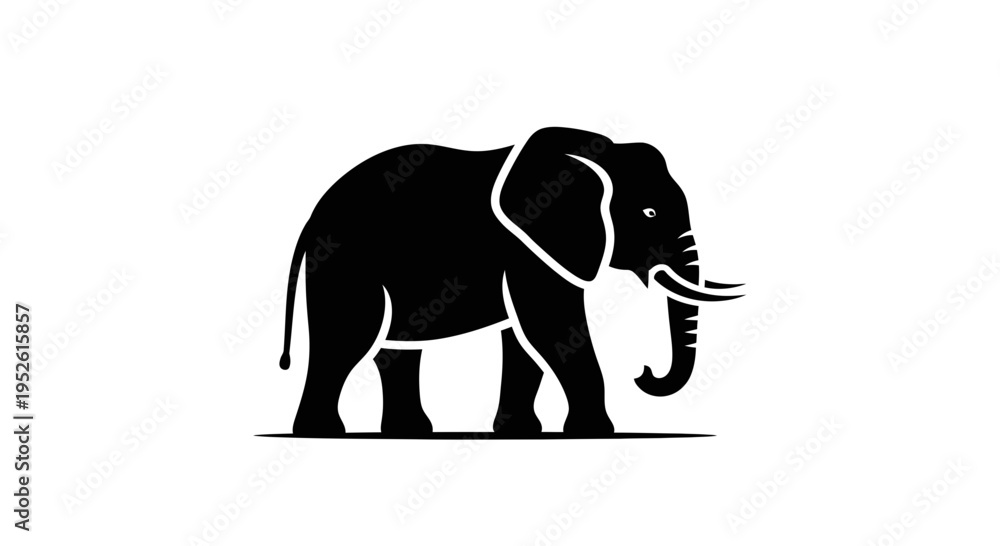 Fototapeta premium Black silhouette of an elephant 1.