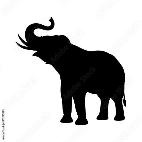 Black silhouette of an elephant.
