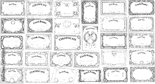 Ornate Certificate  Name Card Frames Collection: Vector Illustration of Decorative Borders for Awards, Diplomas, Invitations  Labels