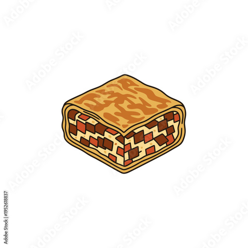 Isometric Baklava Dessert Vector Illustration