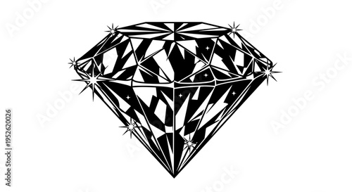 Sparkling diamond vector isolated, precious gemstone with rainbow reflections for jewelry design