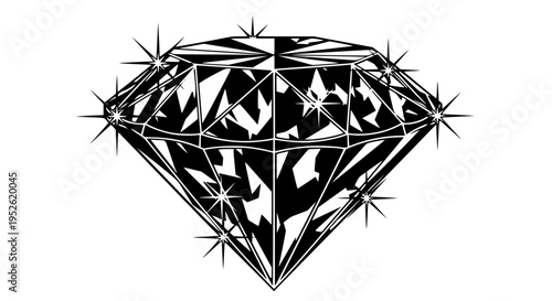 Sparkling diamond vector isolated, precious gemstone with rainbow reflections for jewelry design