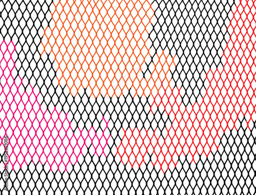 Seamless metal chain link fence. Metal lattice with rhombus, diamond shape silhouette