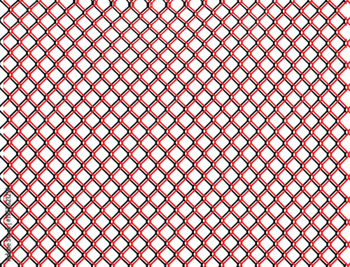 Seamless metal chain link fence. Metal lattice with rhombus, diamond shape silhouette