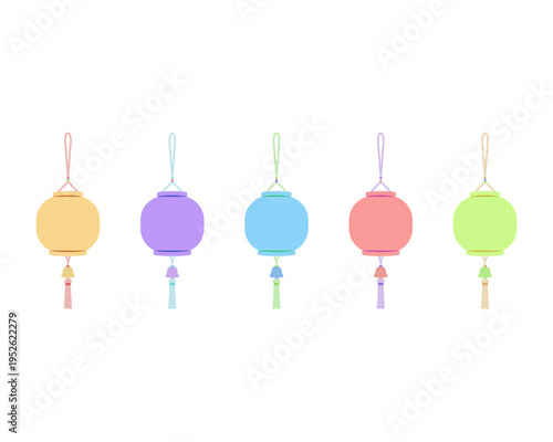 colorful temple lantern illustration elements