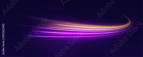 Bright rainbow speed lines with glowing edges, dynamic flow and smooth light effect vector