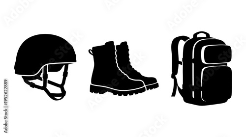 Outdoor adventure gear icons