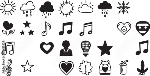 a collection of black and white icons on a gray background isolated on transparent background, Vector, illustration