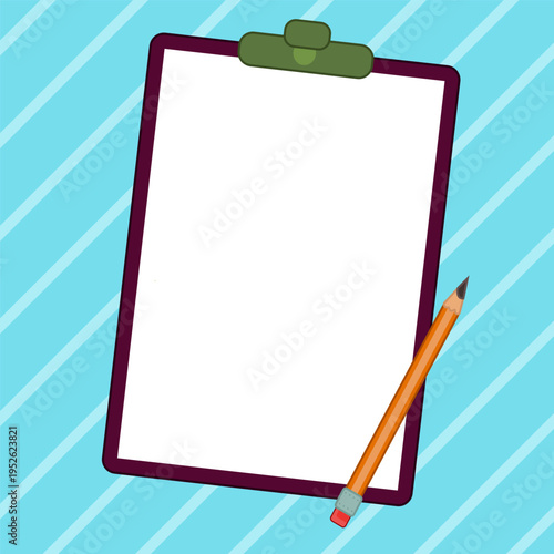 Paper sheets with text laying on bright colored background. Pencil draws main message. Notebook contains important information. Empty Space For Advertising.