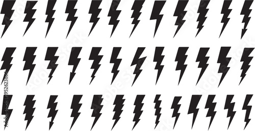 a collection of black lightning bolt icons on a transparent background isolated on transparent background, Vector, illustration
