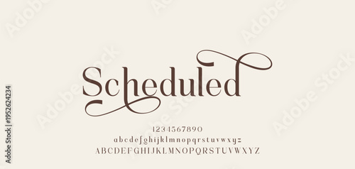 Lettering Minimalist Fashion. Elegant alphabet letters serif font and number. Typography fonts regular uppercase, lowercase.