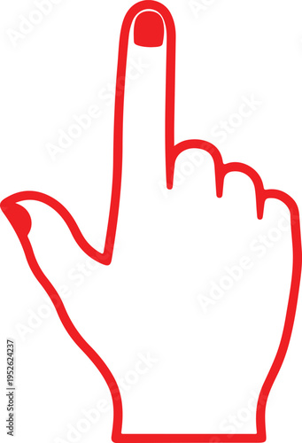 a red hand with the middle finger raised isolated on transparent background, Vector, illustration