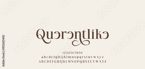 Lettering Minimalist Fashion. Elegant alphabet letters serif font and number. Typography fonts regular uppercase, lowercase.