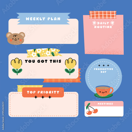 Cute Bullet Journal Labels and Tags Set