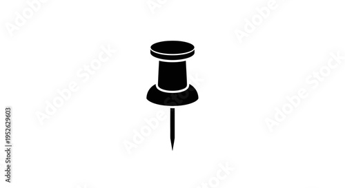 Black thumbtack office supply item.