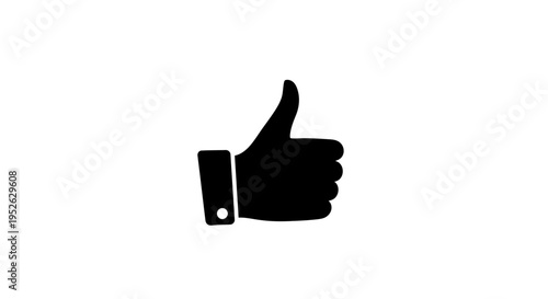Black thumb up hand sign icon.