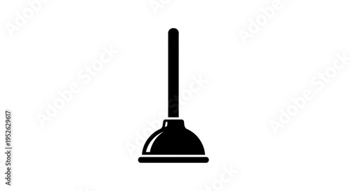 Black toilet plunger handle up.