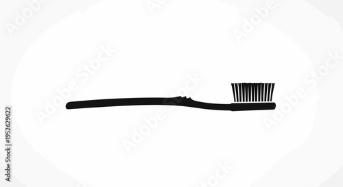 Black toothbrush with bristles closeup.
