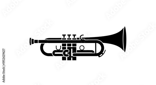 Black trumpet musical instrument profile.