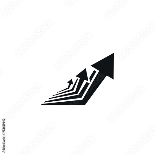 Black upward pointing arrow graphic symbol.