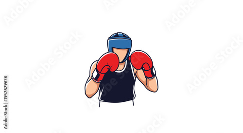 Boxer Wearing Red Gloves and Headgear.