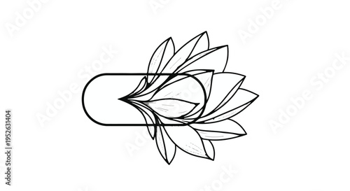 Flower petals emerge from a modern pill capsule to symbolize natural medicine.