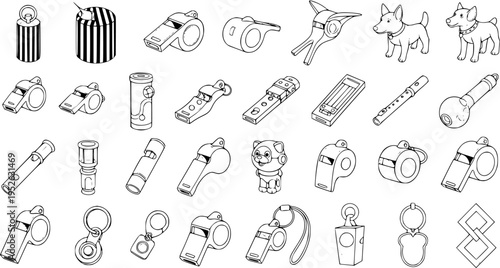 Whistles and Toys: Vector Line Art of Various Objects