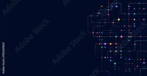 Circuit connect lines and dots. Network technology and Connection concept. Decentralized network nodes connections