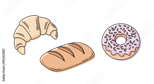 Bread and Donut Pastry Baked Goods.