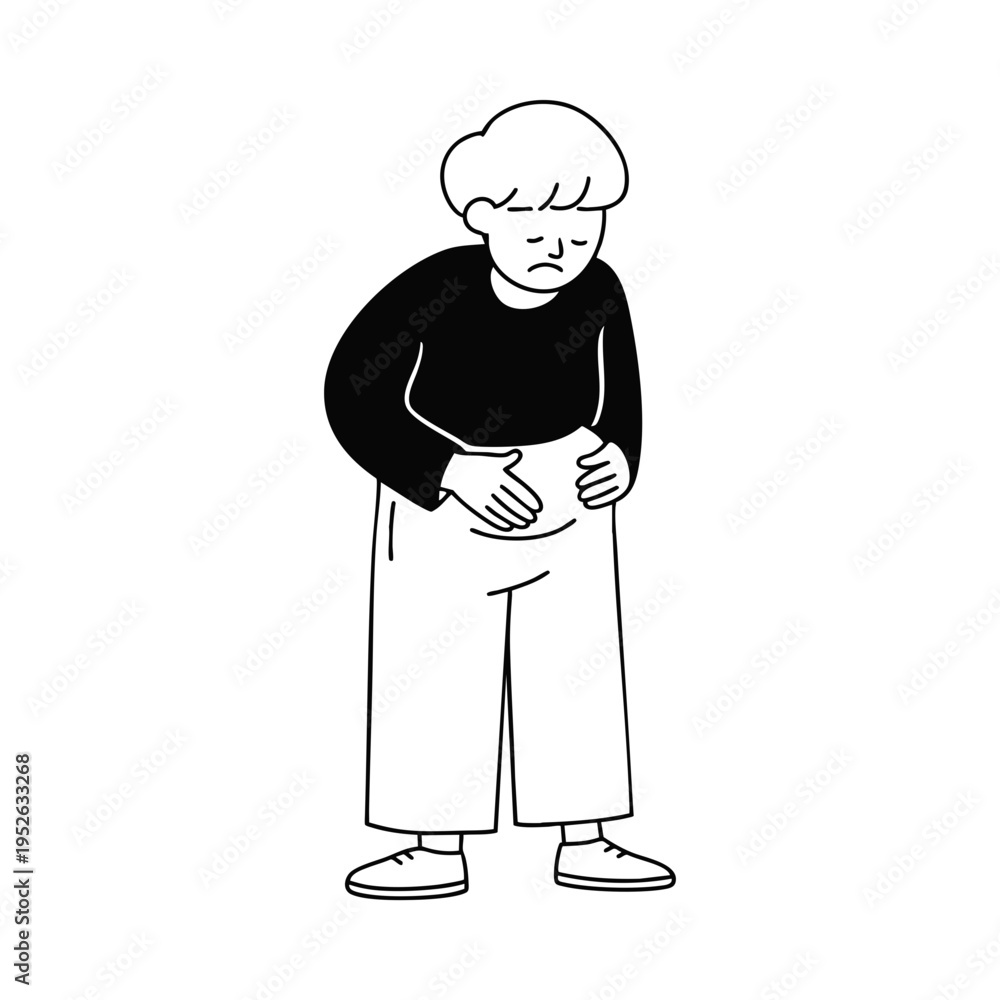 Obraz premium Stomach Ache Vector Illustration