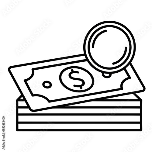 Minimalist outline illustration of stacked cash and coin