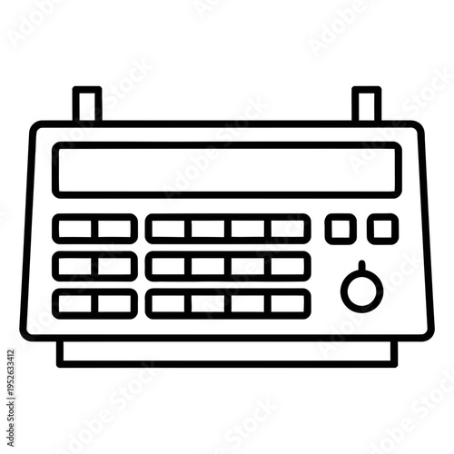 Minimalist modern dashboard icon with digital display and buttons