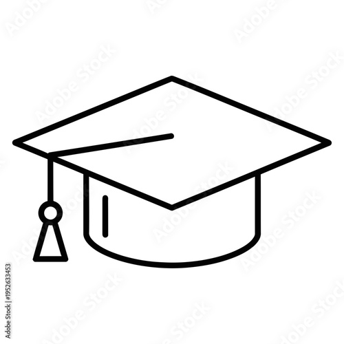 minimalist graduation cap icon isolated on white background