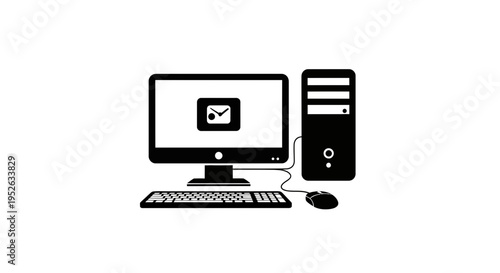 Computer desktop with email on screen.