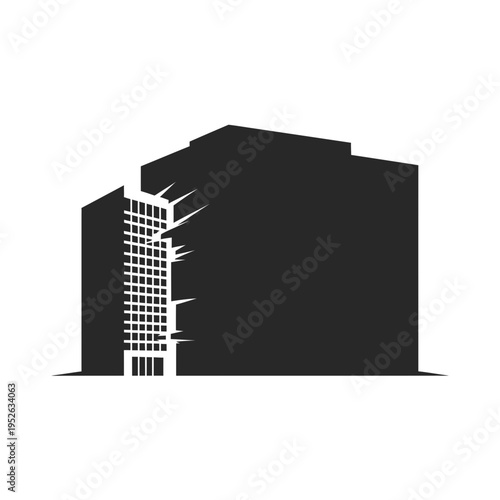 Damaged Building Facade Closeup.