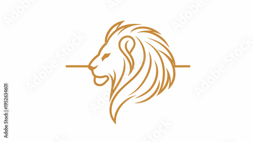 Golden Lion Head Profile Vector Icon. Majestic and Regal Symbol of Power, Strength, and Leadership. Elegant Emblem Design.