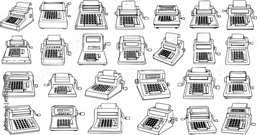 Vintage Calculator Collection: Retro Mechanical Adding Machines and Comptometers
