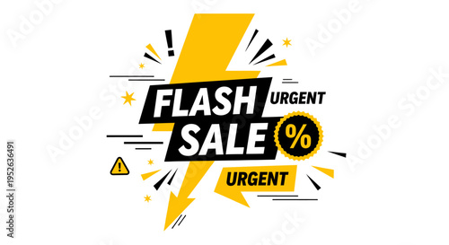 flat vector Flash Sale Urgent Vector isolated on White Background vector background, vector illustration